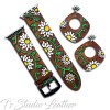 Hand Painted White and Yellow Daisies Leather Apple Watch Band and Matching Earrings Set
