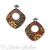 Floral Leather Earrings with Sunflowers and Daisies