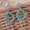 Silver Concho Turquoise Teardrop Hoop Earrings