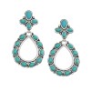 Western Style Turquoise Silver Teardrop Hoop Earrings
