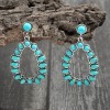 Silver Turquoise Teardrop Hoop Earrings