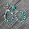 Silver Turquoise Teardrop Hoop Earrings