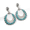 Western Turquoise and Silver Hoop Concho Earrings - Western Style Jewelry
