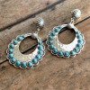 Western Turquoise and Silver Hoop Concho Earrings - Western Style Jewelry