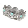 Western Style Turquoise Silver Hoop Earrings