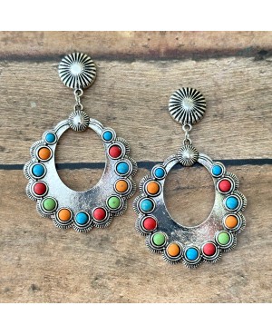 Western Style Colorful Hoop Earrings