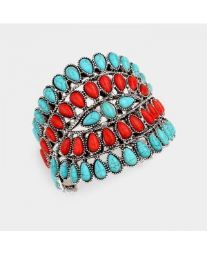Turquoise & Red Concho Statement Earrings