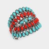 Turquoise & Red Concho Statement Earrings
