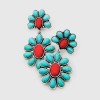 Turquoise and Red Concho Earrings