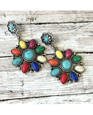 Western Style Concho Colorful Earrings
