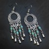 Silver Turquoise Feather Bohemian Dream Catcher Earrings