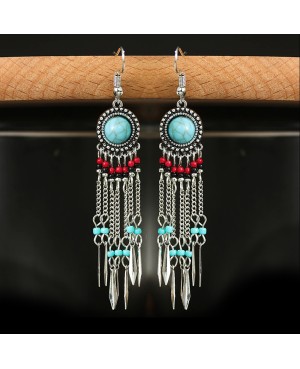 Red and Turquoise Dream Catcher Earrings
