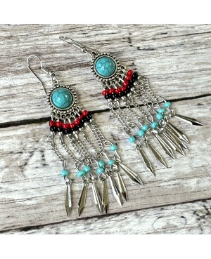 Red and Turquoise Dream Catcher Earrings