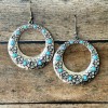 Floral Silver Hoop Earrings with Turquoise