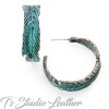 Copper Patina Feather Turquoise Hoop Earrings