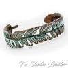 Copper Patina Feather Turquoise Hoop Earrings