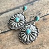 Western Silver Concho Turquoise Earrings