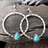 Silver and Turquoise Hoop Earrings