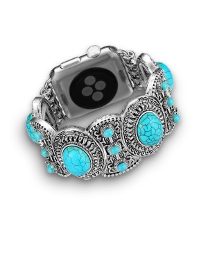 Silver and Turquoise Apple Watch Band Bracelet