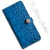 Blue Alligator Croc Leather Phone Case