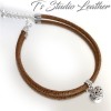 Pink Leather Bracelet with Silver Dragonfly