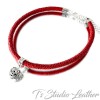 Pink Leather Bracelet with Silver Dragonfly