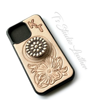 Leather Phone Case with Pop Socket Grip