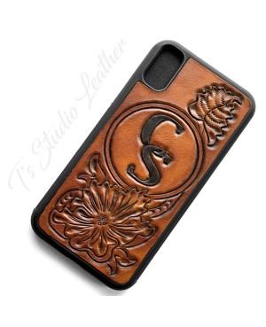 Custom Logo or Brand Hand Tooled Leather Phone Case