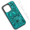 Your Logo or Brand - Tooled Leather Phone Case with hibiscus flower