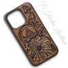Your Logo or Brand - Tooled Leather Phone Case with hibiscus flower