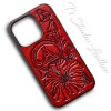 Your Logo or Brand - Tooled Leather Phone Case with hibiscus flower