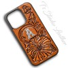 Your Logo or Brand - Tooled Leather Phone Case with hibiscus flower