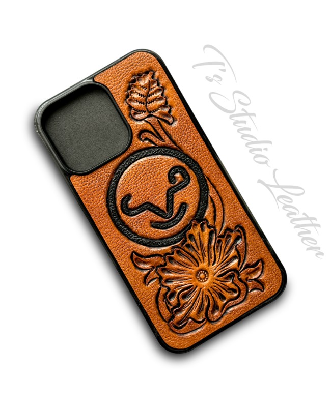 Personalized Hand Tooled Western Leather Phone Case