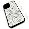White and Silver Metallic Leather Phone Case
