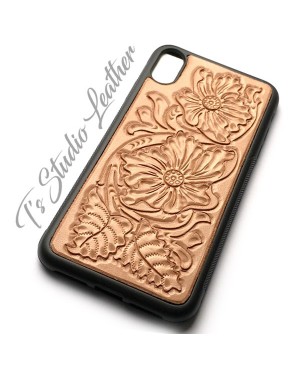 Western Style Hand Tooled Leather Phone Case by Ts Studio Leather