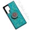 Turquoise Leather Phone Case with Phone Grip