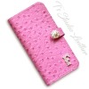 Blue Ostrich Personalized Leather Wallet Phone Case