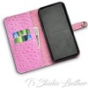 Blue Ostrich Personalized Leather Wallet Phone Case