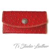 Pink Ostrich Embossed Leather Wallet Phone Case
