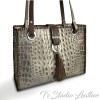 Bronze Metallic Croc Alligator Tri Fold Wallet