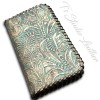 Turquoise and Brown Leather Wallet Style Phone Case