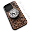 Leather Phone Case with Turquoise Phone Grip