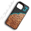 Personalized with Initials or Brand Hand Tooled with Ostrich Leather Phone Case