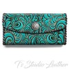 Turquoise and Brown Genuine Leather Phone Case with Apple Watch band