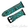 Turquoise and Brown Genuine Leather Phone Case with Apple Watch band