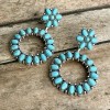 Turquoise and Silver Hoop Concho Circle Earrings - Lightweight Western Style Jewelry
