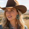 Turquoise and Silver Hoop Concho Circle Earrings - Lightweight Western Style Jewelry