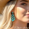 Chandelier Western Style Turquoise Stone Earrings Antique Silver