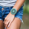 Chandelier Western Style Turquoise Stone Earrings Antique Silver