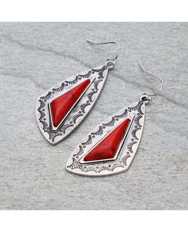 Red Stone and Silver Earrings - Lightweight Western Style Jewelry Red Stone and Silver Earrings - Lightweight Western Style Jewelry